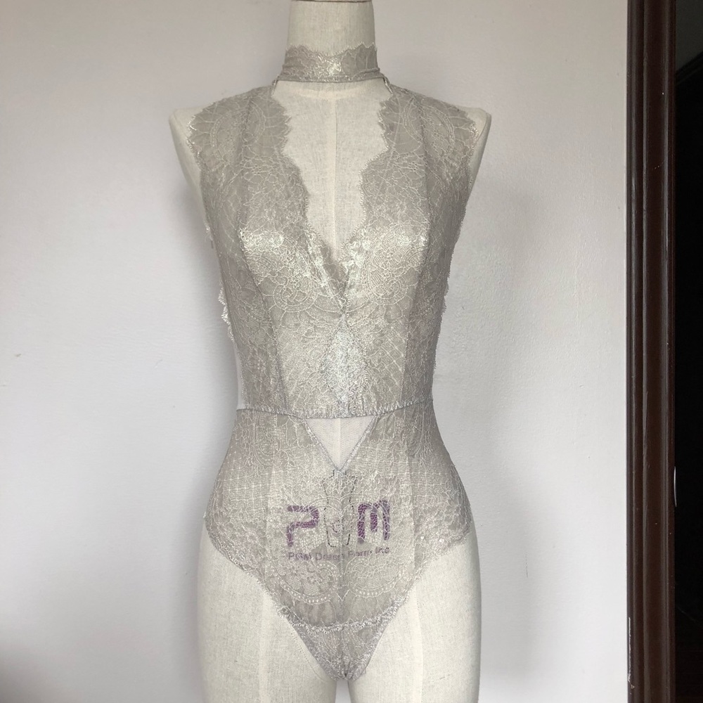 Victoria Secret Silver One Piece Lingerie XS